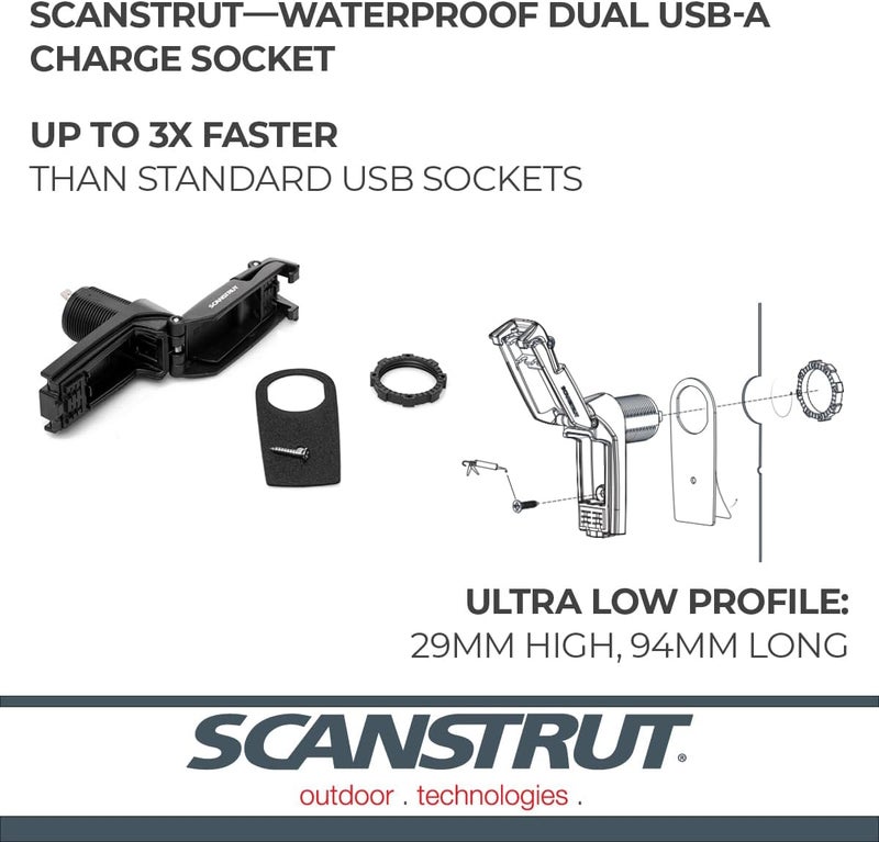 Scanstrut SC-USB-02 ROKK Charge+ Waterproof Dual USB Fast Charge Socket - Image 2